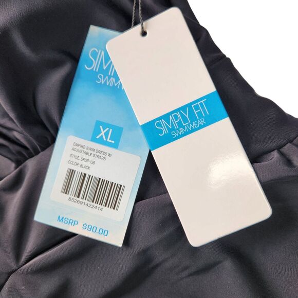 Simply Fit One Piece Empire Swim Dress Tummy Control Size XL Swimsuit New w/ Tag - Picture 7 of 7